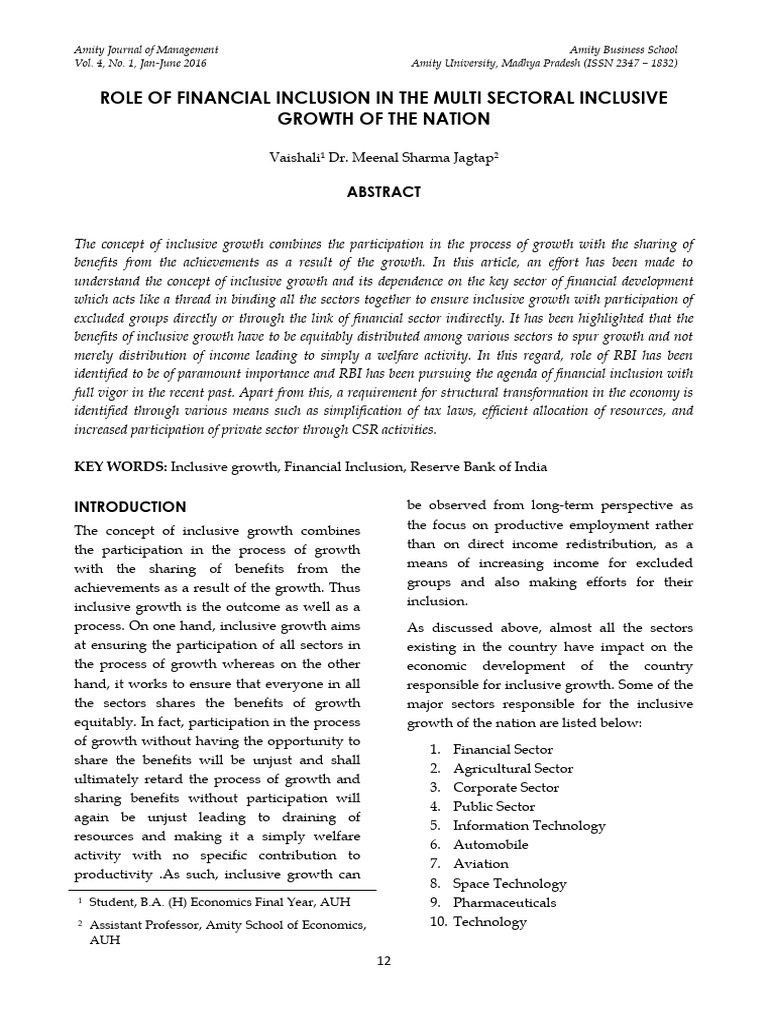 Role of Financial Inclusion in The Multi | PDF | Banks | Financial ...