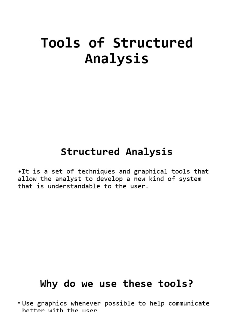 Structured Analysis Tools Overview | PDF | Computer Science | Computing
