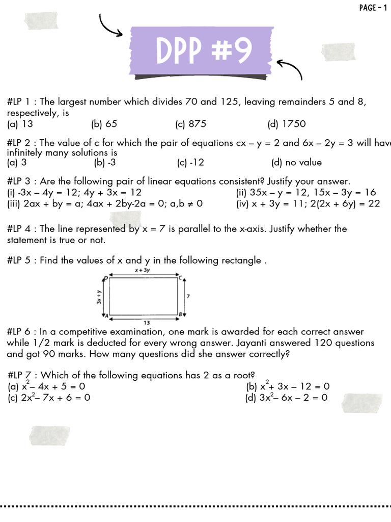 Math Problems on Linear Equations and Roots | PDF | Teaching Methods ...