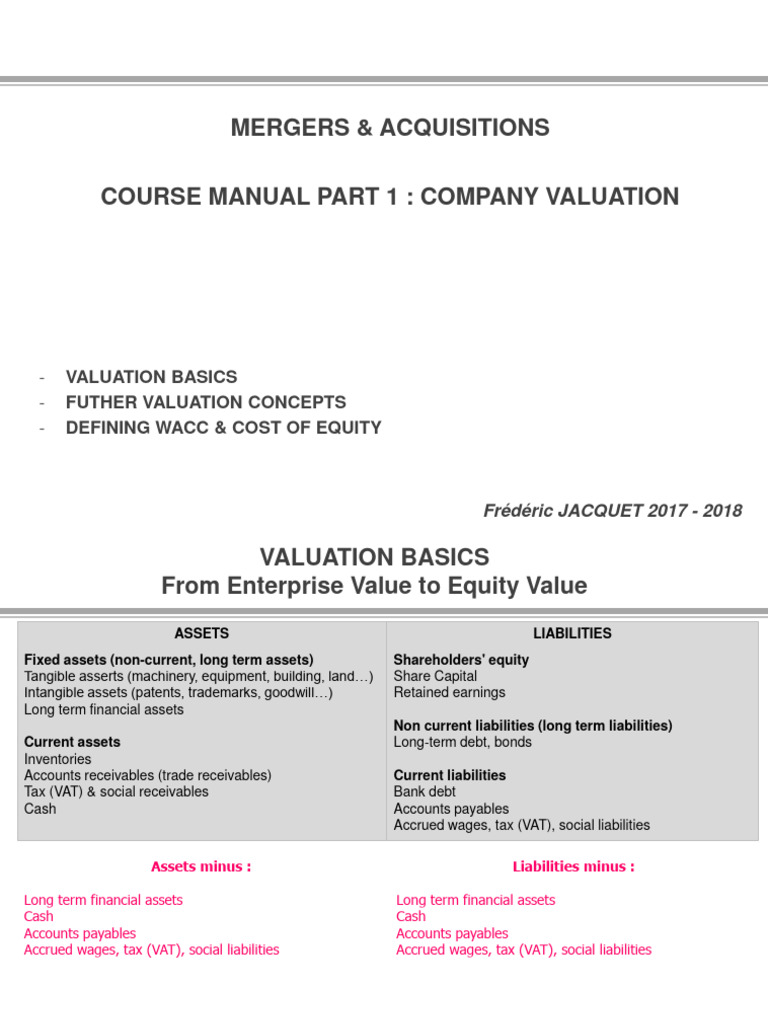 1 - M&a Course Manual - Part 1 - Company Valuation 4ST | PDF | Cost Of ...