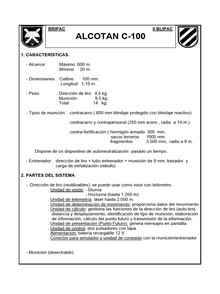 Alcotan C100 PDF Munición