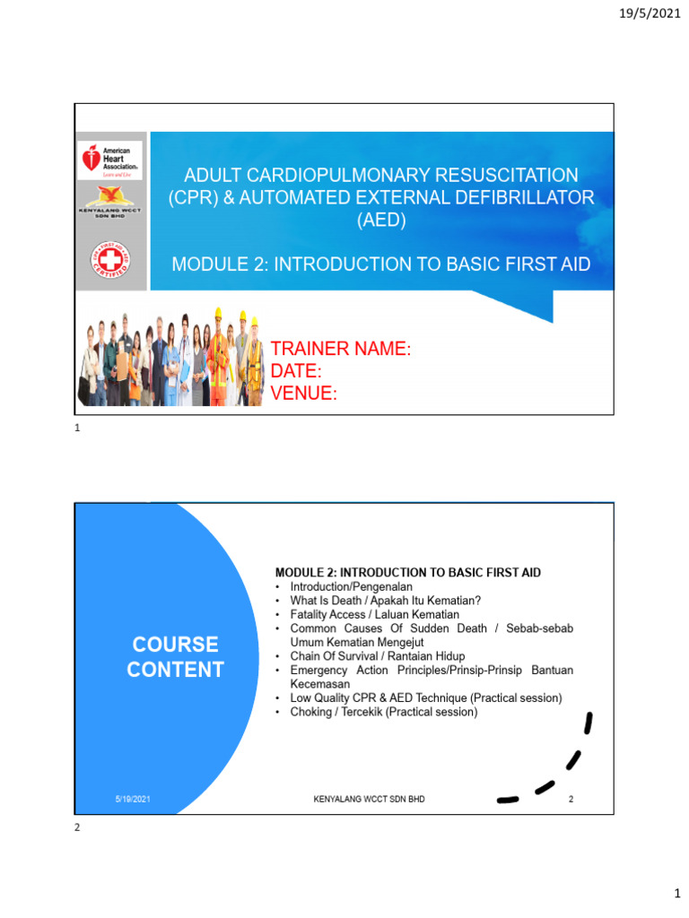CPR and AED First Aid Training Guide | PDF | Cardiopulmonary ...