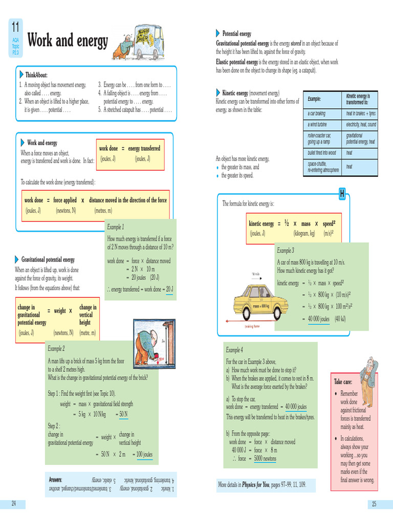 Work and Energy: Concepts and Calculations | PDF | Potential Energy | Force