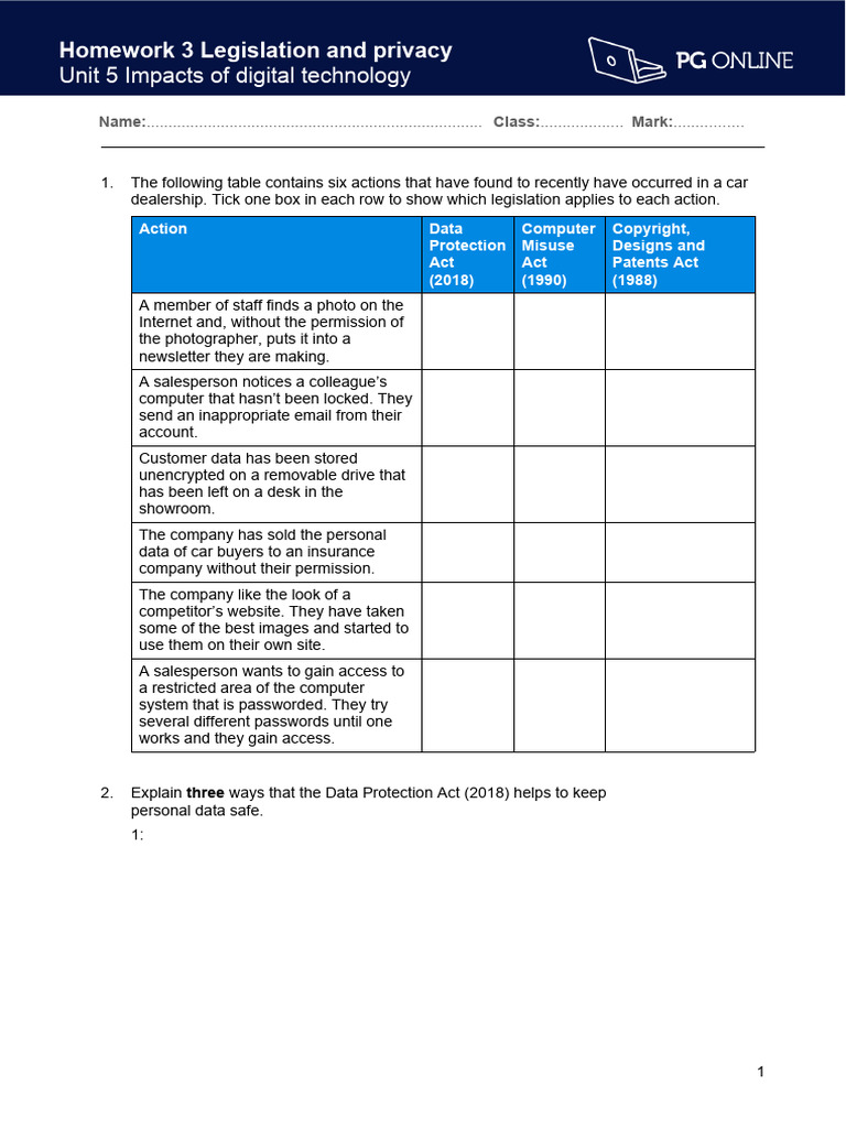 T3 Homework 3 Legislation and Privacy | PDF | Privacy | Password