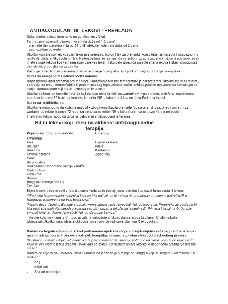 Antikoagulanti | PDF