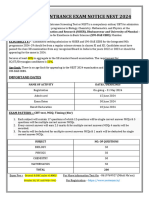 Entrance Exam Notice Nest 2024