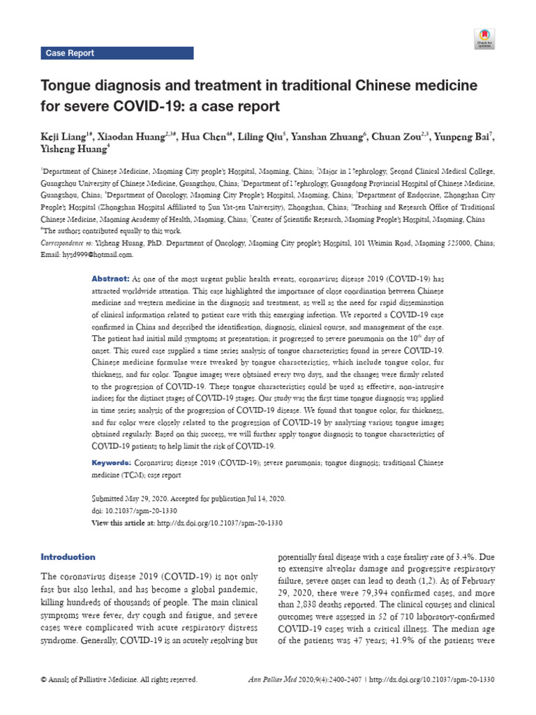 Tongue Diagnosis and Treatment in Traditional Chinese Medicine For ...