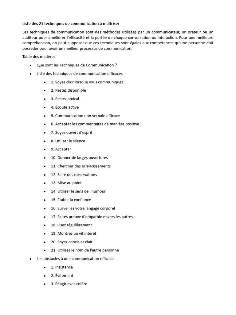 21 Techniques de Communication Essentielles | PDF | la communication ...