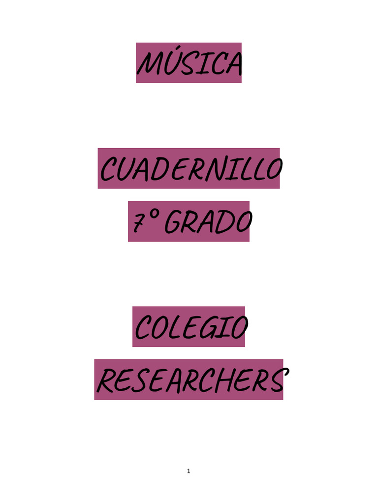Cuadernillo De Música 7 Grado Pdf Musicología