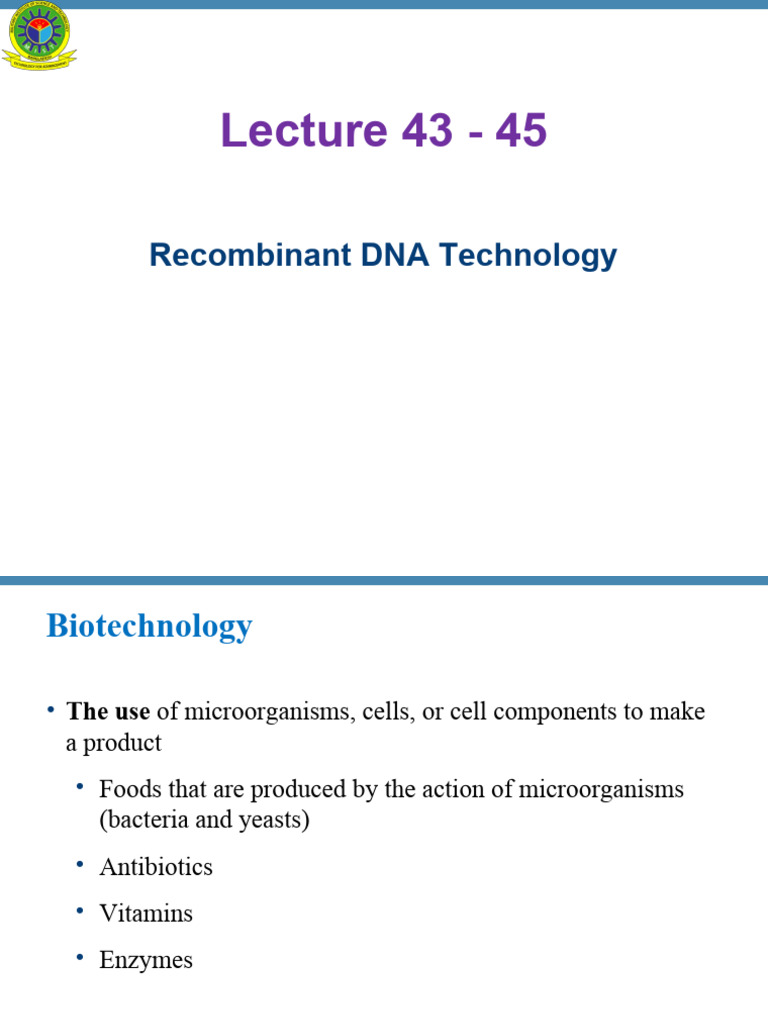 CHEM 291 - Lecture No. 43-45 | PDF | Molecular Cloning | Complementary Dna