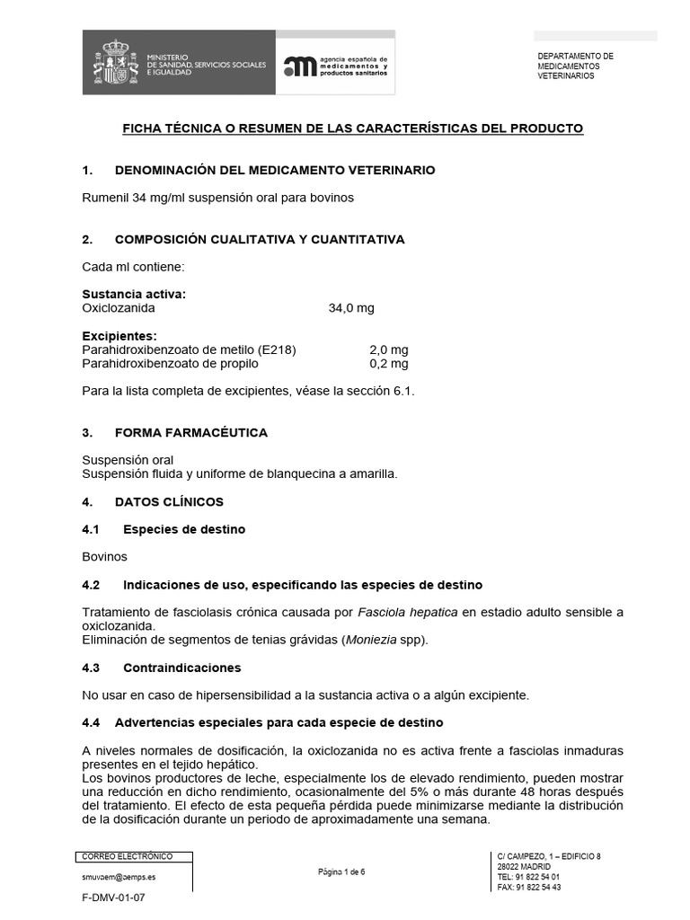 Uso de Oxiclozanida en Bovinos | PDF | Medicamentos con receta ...