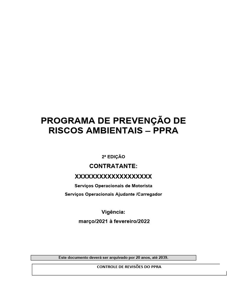 Programa de Prevenção de Riscos Ambientais | PDF | Fatores humanos e ...