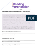 Simple Purple Reading Comprehension English Worksheet
