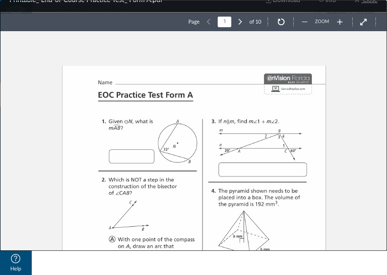 Geometry EOC Practice Test Form A | PDF