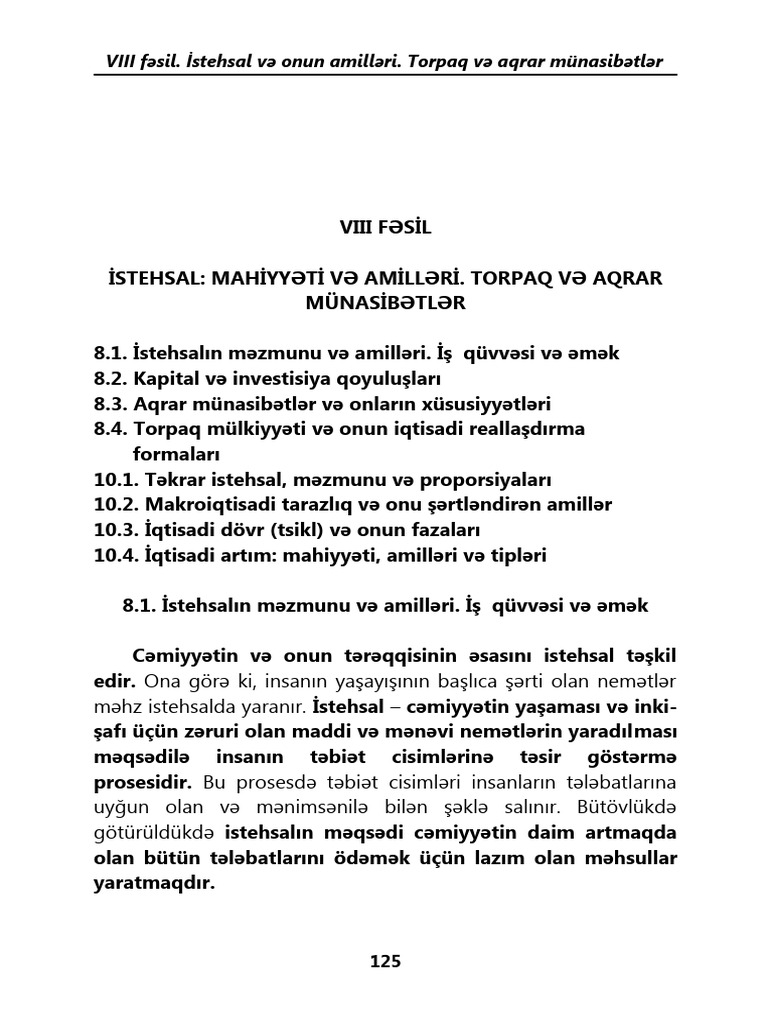 İqtisadiyyat Giriş - 8 Fesil (Seh - 125-136) | PDF