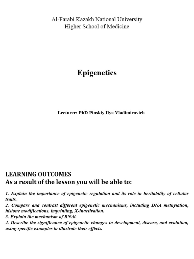 Lecture 6 Epigenetics Pdf Epigenetics Gene