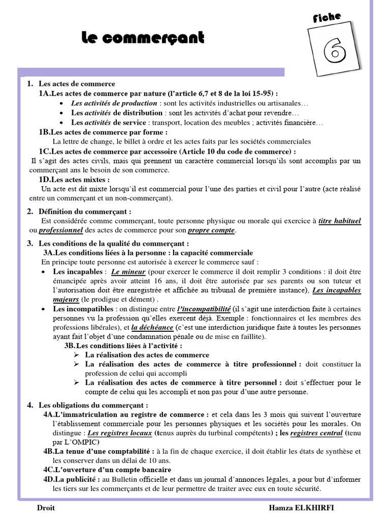 Définition et obligations du commerçant | PDF | Commerce | Justice