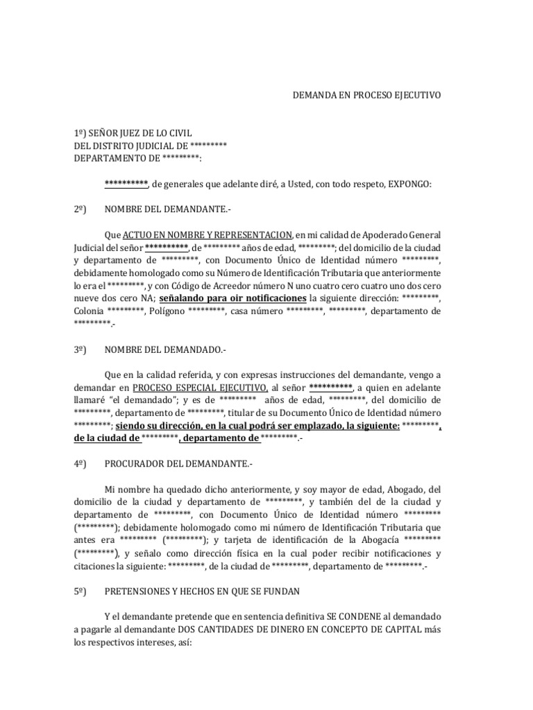 Modelo de Demanda Ejecutiva Mercantil | PDF | Pagos | Demanda judicial