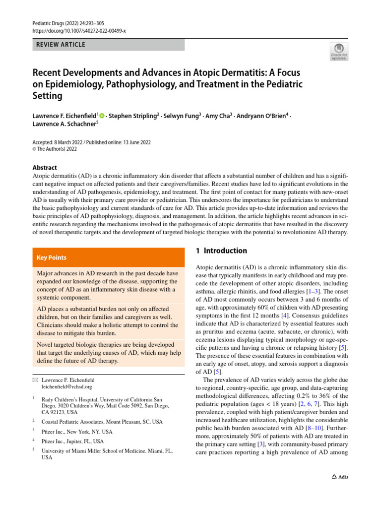 Advances in Pediatric Atopic Dermatitis | PDF | Dermatitis | Clinical ...
