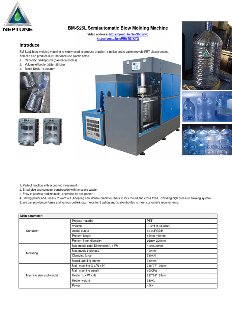 BM-S25L 3-5gallon Bottle Blow Molding Machine | PDF | Energy Technology ...