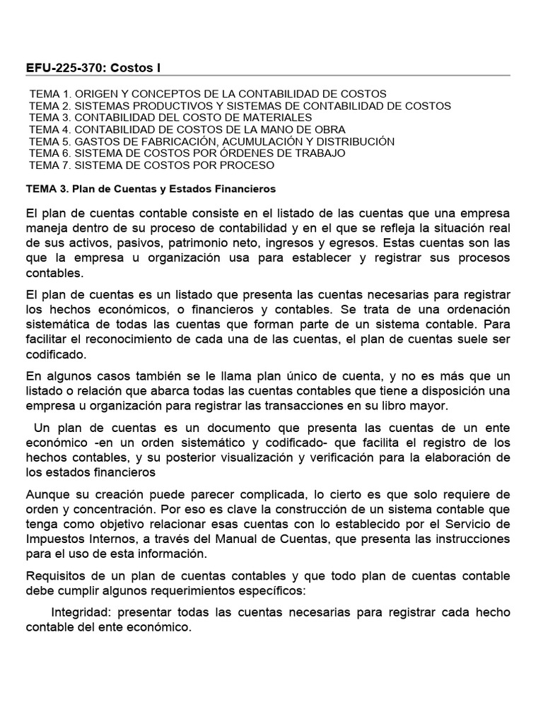 Guía sobre Plan de Cuentas Contables | PDF | Contabilidad | Estado ...