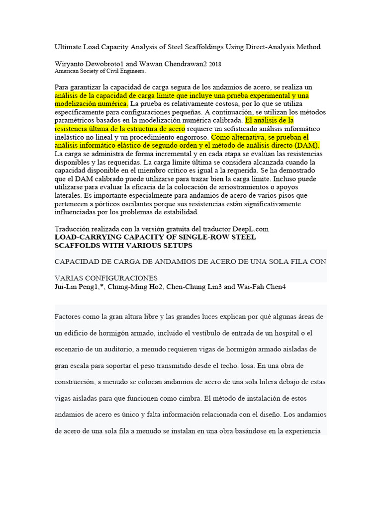 Ultimate Load Capacity Analysis of Steel Scaffoldings Using Direct ...
