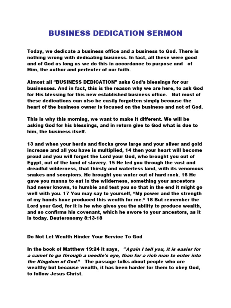 Business Dedication to God Ceremony | PDF | God The Father | Theology