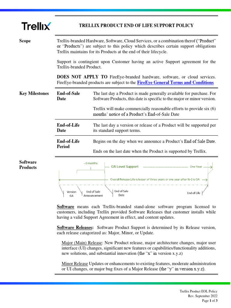 Support Policy Product Support Eol | PDF | Software Release Life Cycle ...