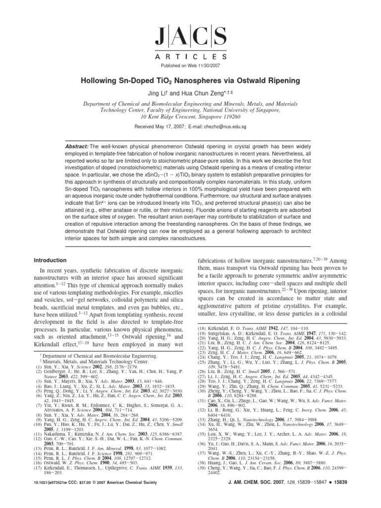 Li2007 TiO2 Nanoesfera | PDF | Titanium Dioxide | Solubility
