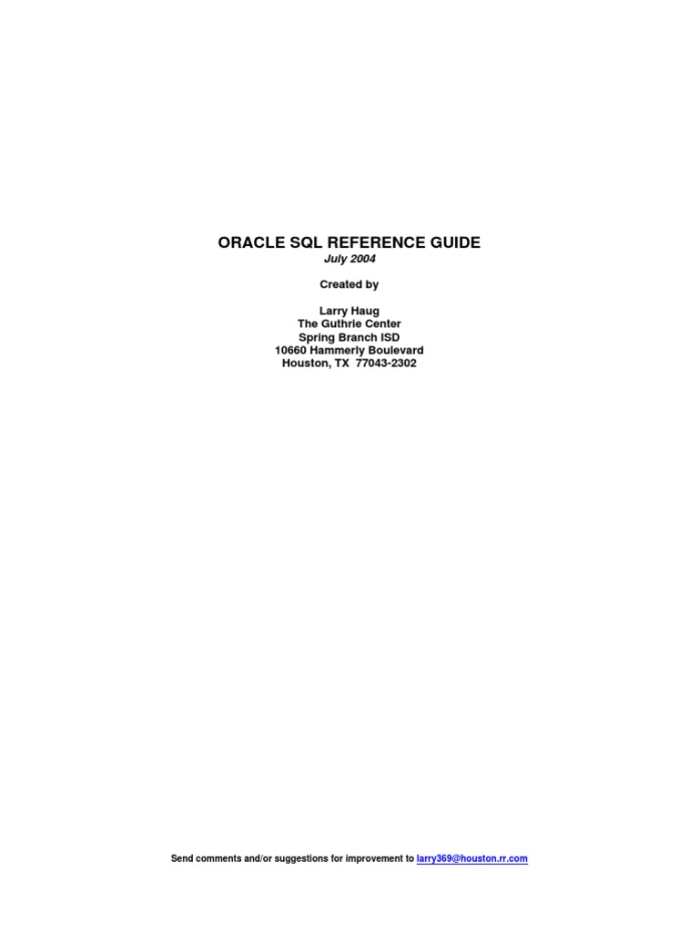 Oracle SQL Reference Guide | PDF | Teaching Methods & Materials | Computers