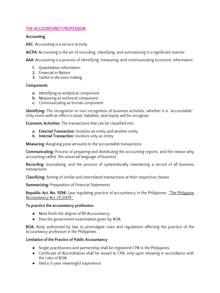 Overview of the Accountancy Profession | PDF | Accounting | Accountant