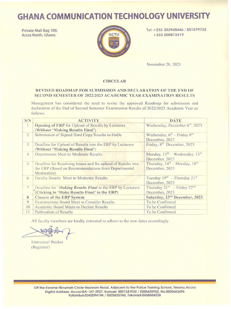 Revised Roadmap For Submission and Declaration of End of 2nd Sem Exam ...