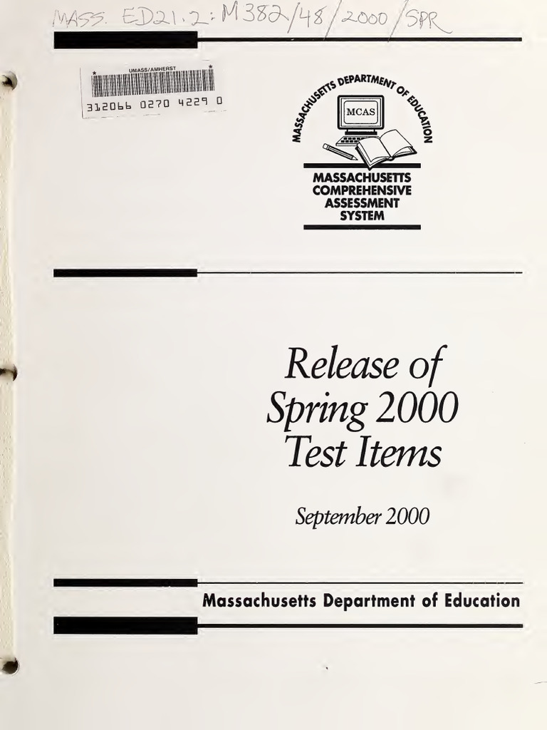 MCAS Spring 2000 Released Items | PDF | Multiple Choice