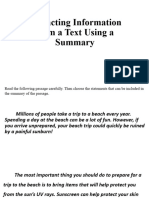 Extracting Information From A Text Using A Summary
