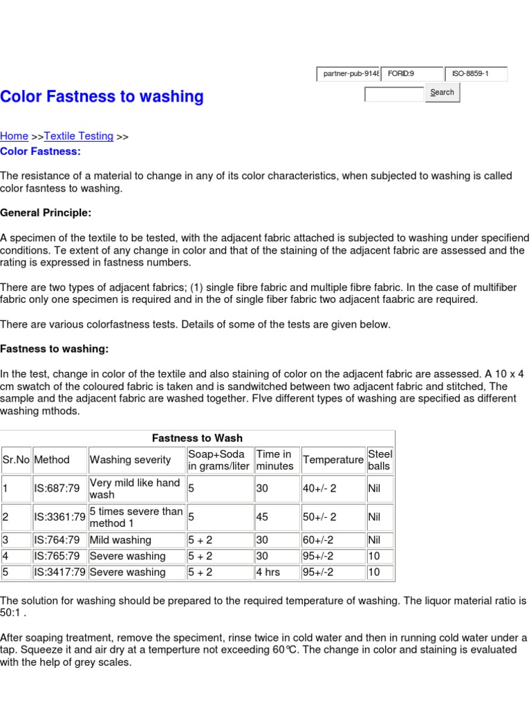 Color Fastness to Washing Standards | PDF | Textiles | Structural Steel