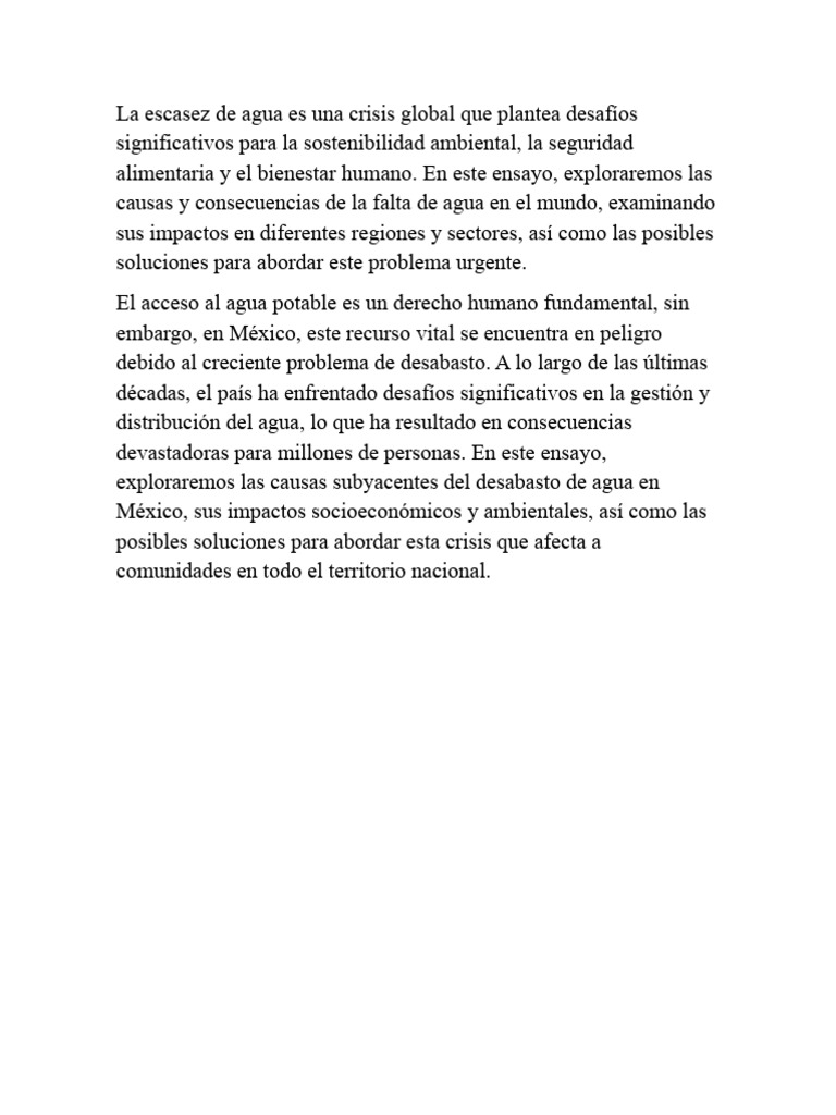 Escasez de Agua en México: Causas y Soluciones | PDF