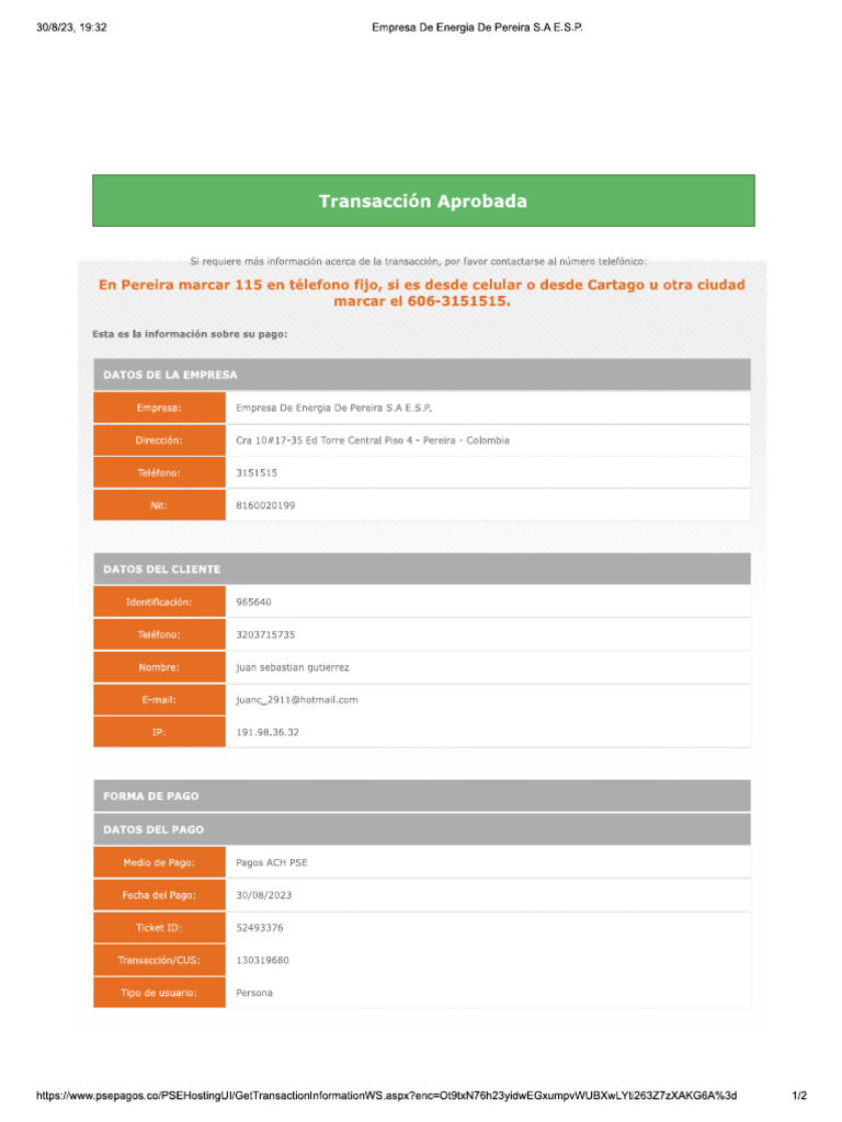 recibo pago servicios | PDF