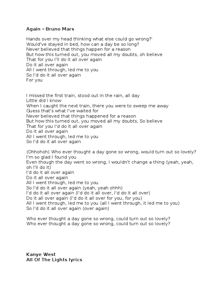 Popular Song Lyrics Compilation | PDF