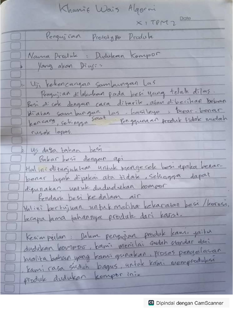 PKKW Khanif - Pengujian Prototype Produk | PDF
