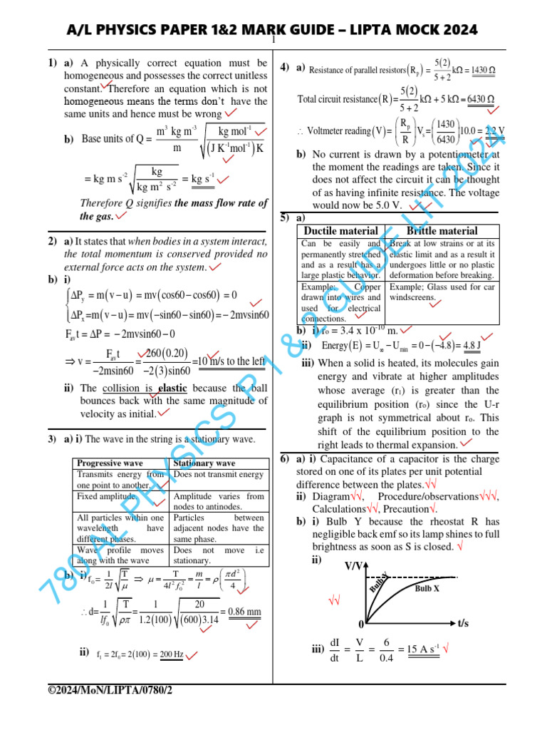 2024 A/L Physics Paper 1 & 2 Guide | PDF | Greenhouse Effect | Electricity