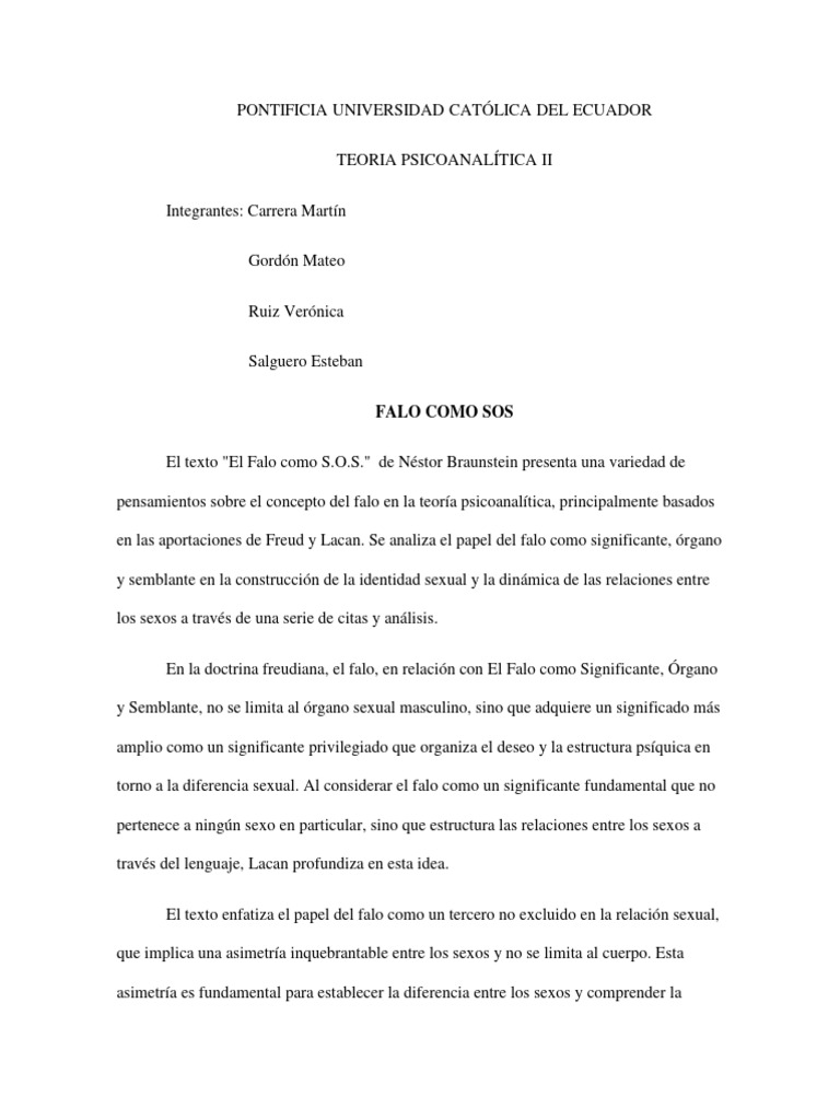 El Falo Como Sos | PDF | Jacques Lacan | Psicoanálisis