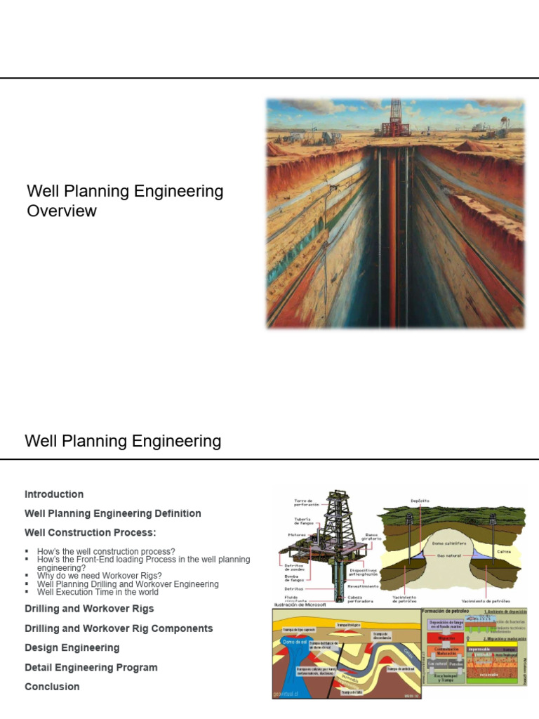 Well Planning Engineering Overview PDF Casing (Borehole) Drilling Rig