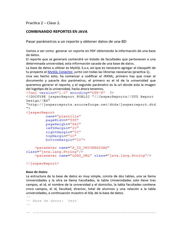 Reporte PDF de Facultades en Java | PDF | Software | SQL