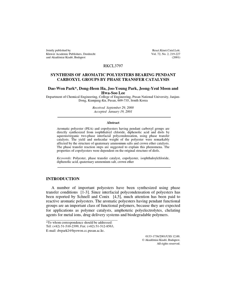 Synthesis of Aromatic Polyesters Bearing Pendant Carboxyl Groups by ...