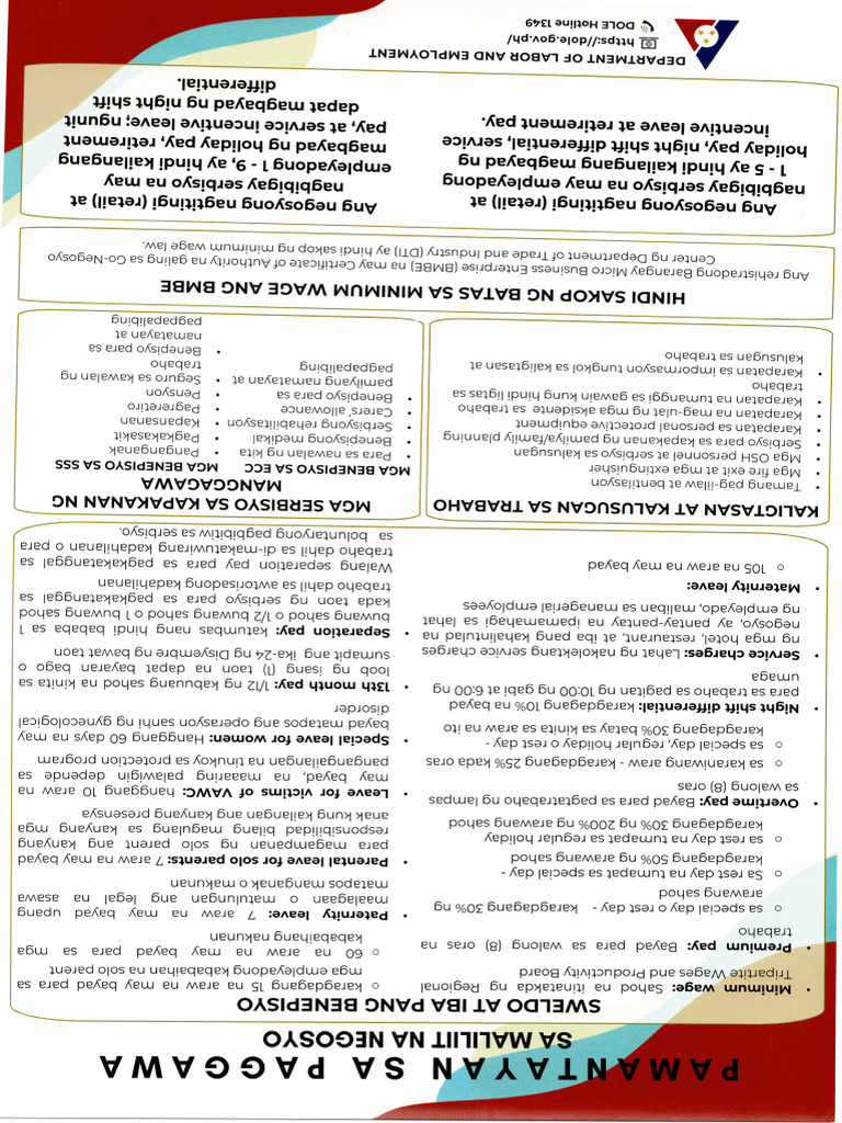 Labor Standards For Small Business (Tagalog) | PDF
