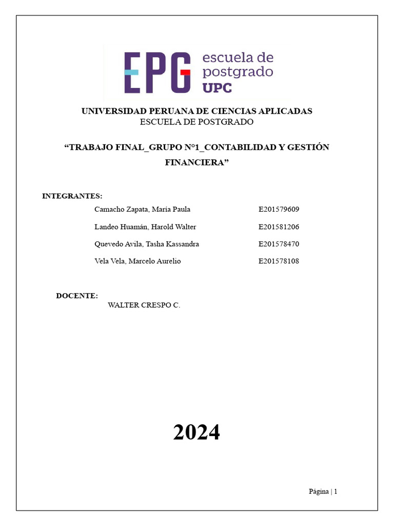 Trabajo Final - Grupo 1 - Contabilidad y Gestión Financiera | PDF ...