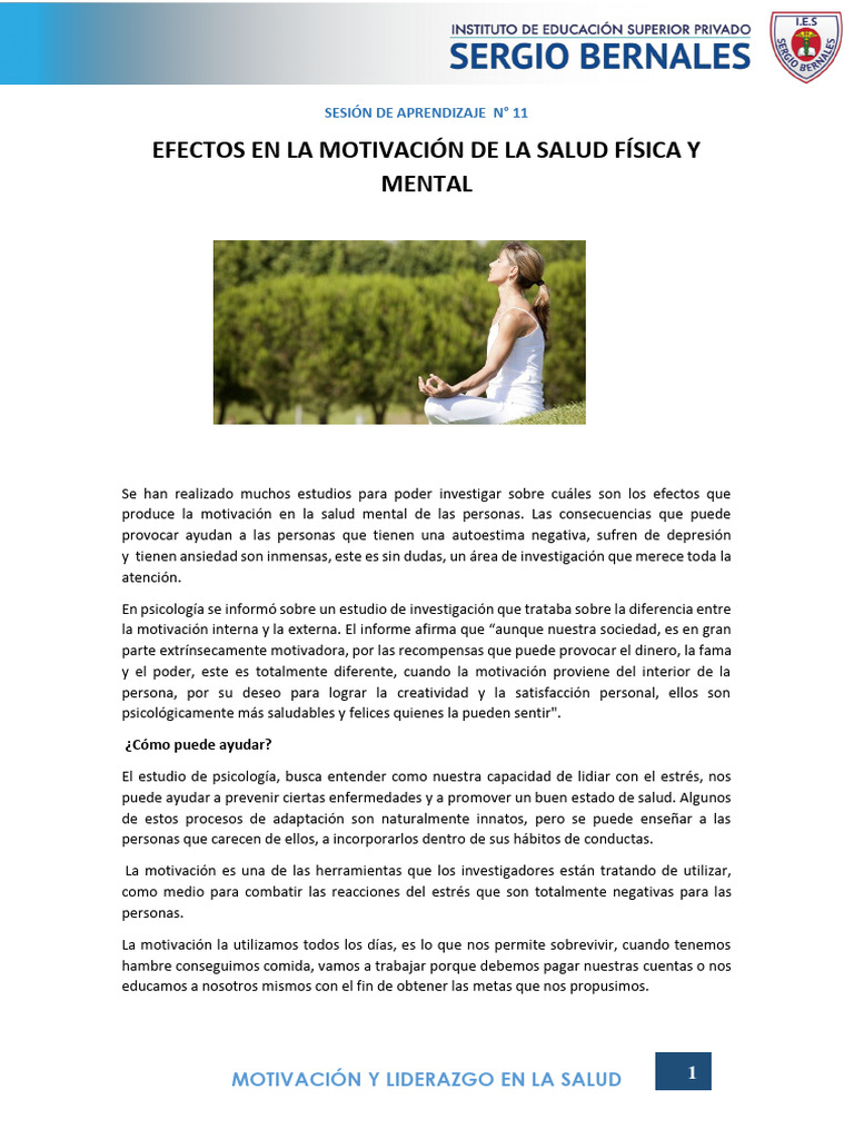 Motivación y Salud Mental: Impactos | PDF | Motivacional | Motivación
