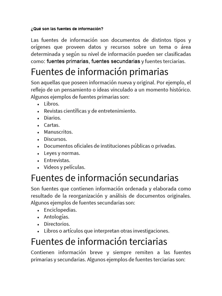 Tipos de Fuentes de Información | PDF | Ciencias sociales