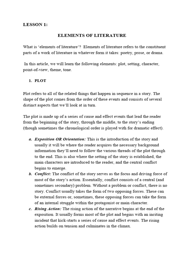Elements of Literature | PDF | Narration | Plot (Narrative)