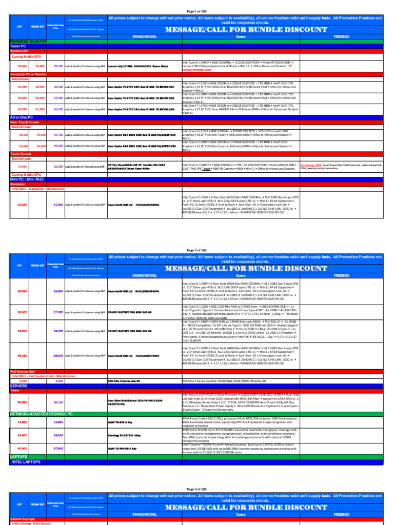 PRICELIST 2024-04-05 Consolidated | PDF | Laptop | Solid State Drive